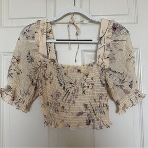 Smocked Milkmaid Floral Blouse